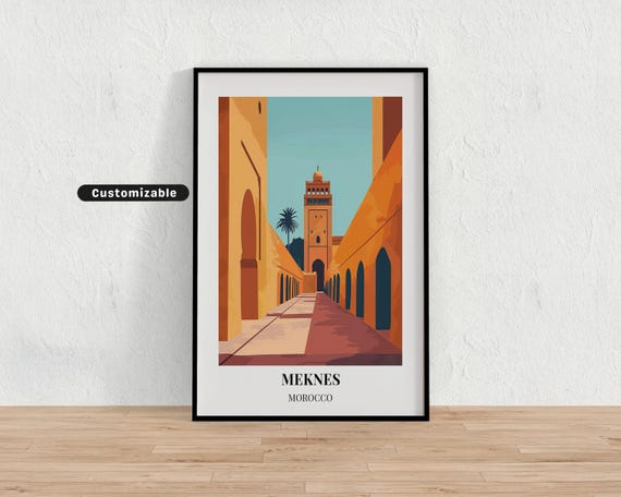 Meknes Morocco Travel Poster Custom Wall Art