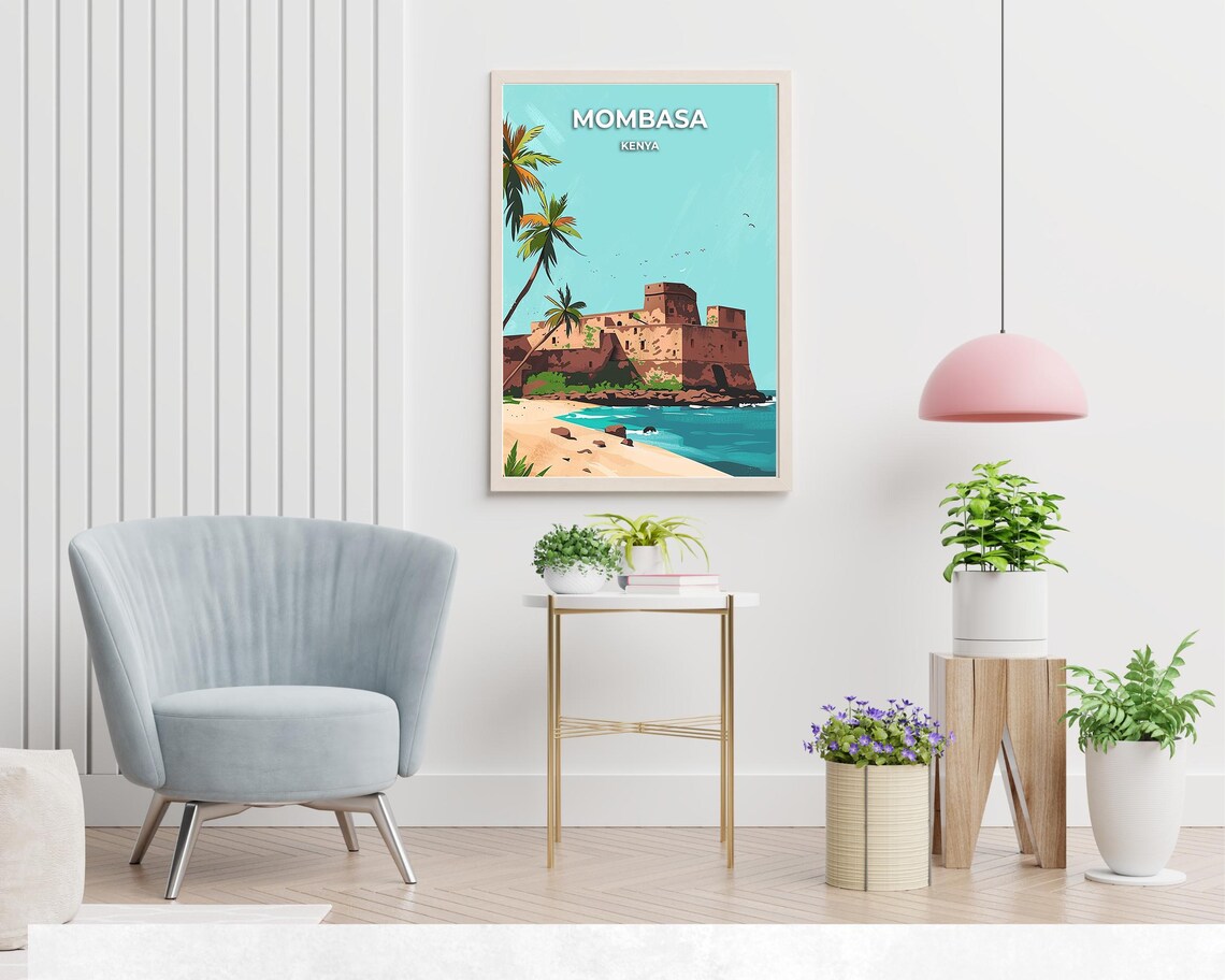 Mombasa Kenya Fort Jesus Island Fortress Teal Sky Travel Poster - Image 2
