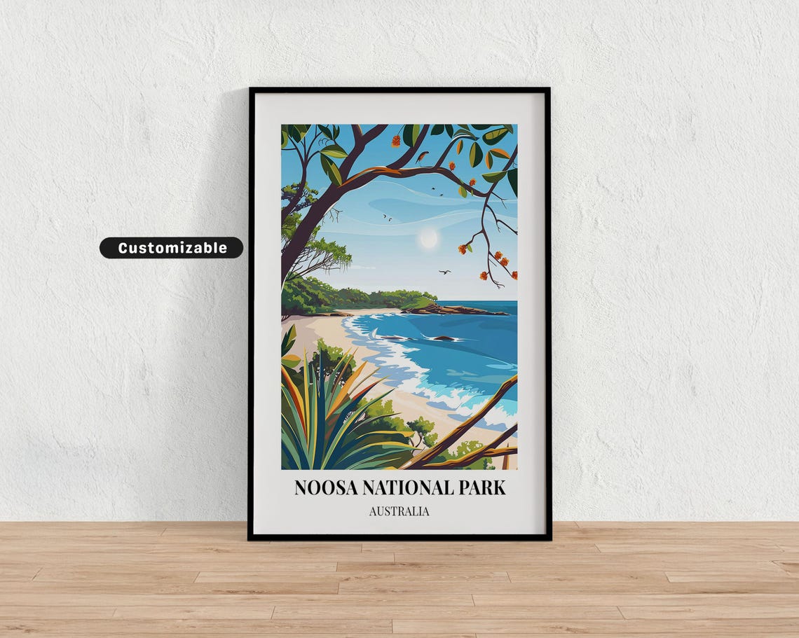 Noosa National Park Australia Beach Coastline View Travel Poster
