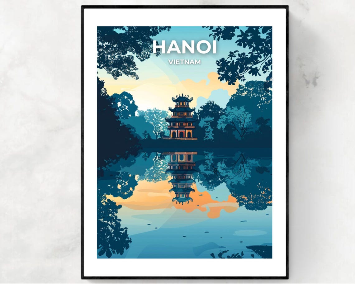 Hoan Kiem Lake Travel Print Wall Art Hanoi Vietnam City Print Hoan Kiem Lake Travel Gift Hoan Kiem Lake Poster