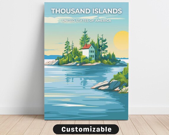 Thousand Islands Sunrise Cottage Vintage Travel Poster Artwork