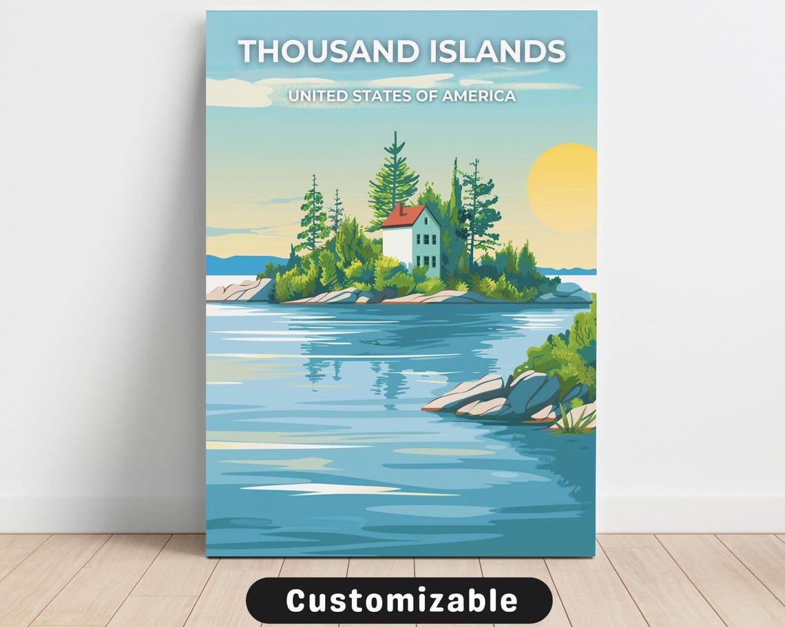 Thousand Islands Sunrise Cottage Vintage Travel Poster Artwork