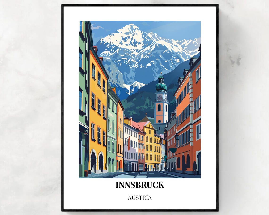 Innsbruck Austria Travel Print Wall Art Innsbruck Austria City Golden Roof Travel Gift Golden Roof Poster Wall Art