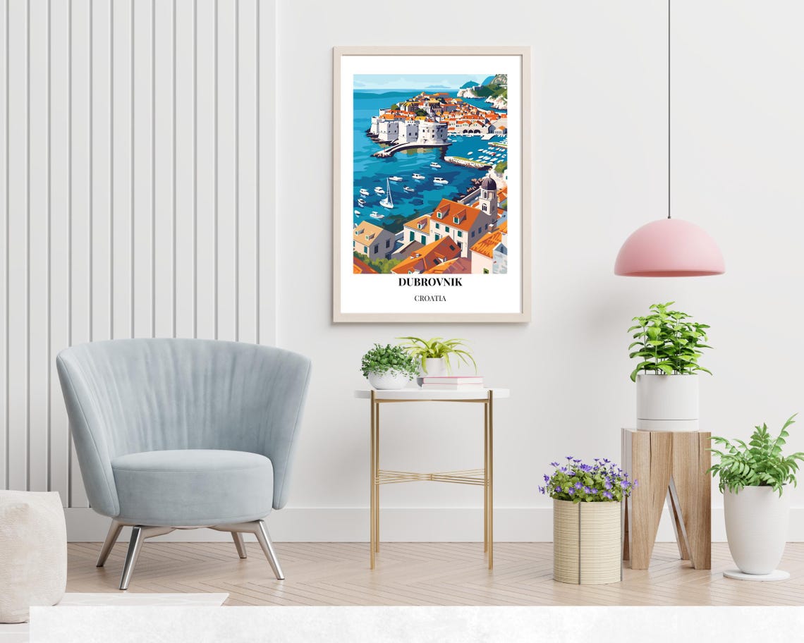 Dubrovnik Croatia Old Town Harbor Adriatic Sea Travel Poster - Image 2