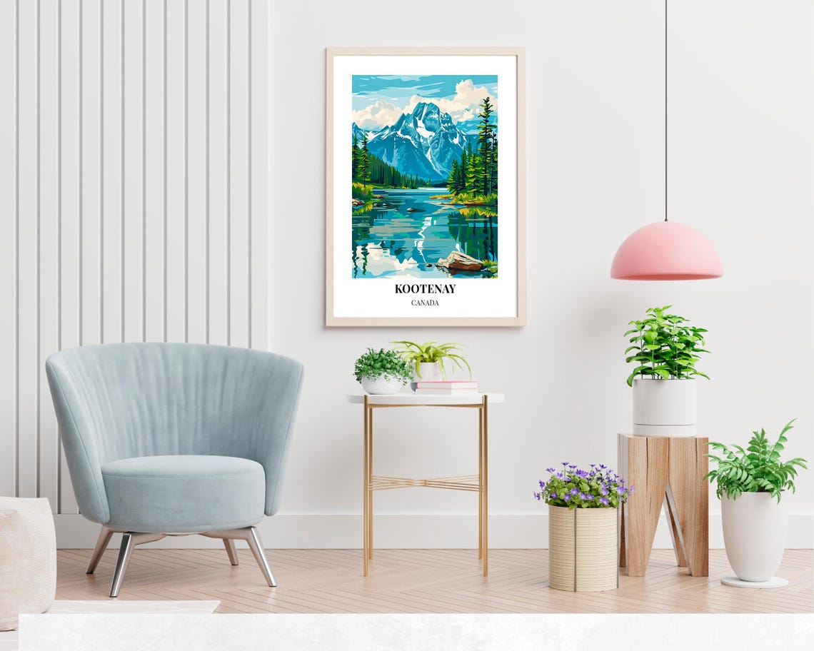 Kootenay National Park Canada Mountain Lake Reflection Travel Poster - Image 2