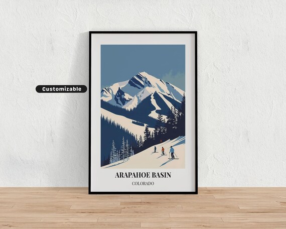 Arapahoe Basin Colorado Skiers Mountain Vintage Travel Poster