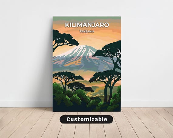 Kilimanjaro Tanzania Travel Canvas Poster Custom Wall Art