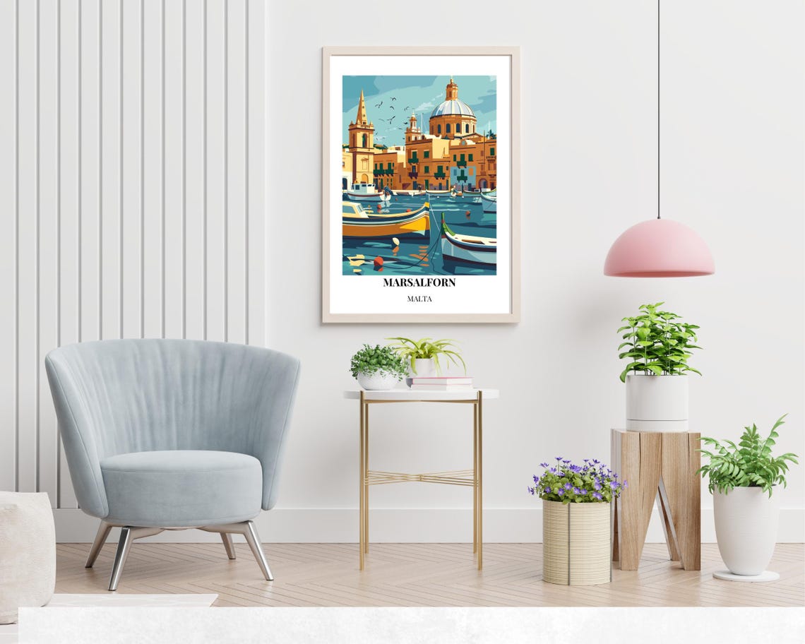 Marsalforn Travel Print Wall Art Marsalforn Malta City Print Marsalforn Bay Travel Gift Marsalforn Bay Poster - Image 2