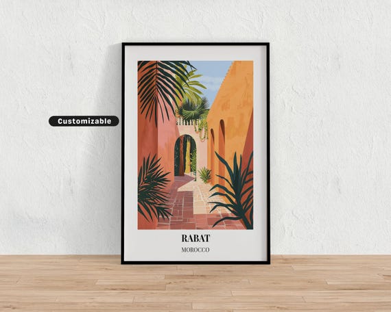 Rabat Morocco Travel Poster Custom Wall Art