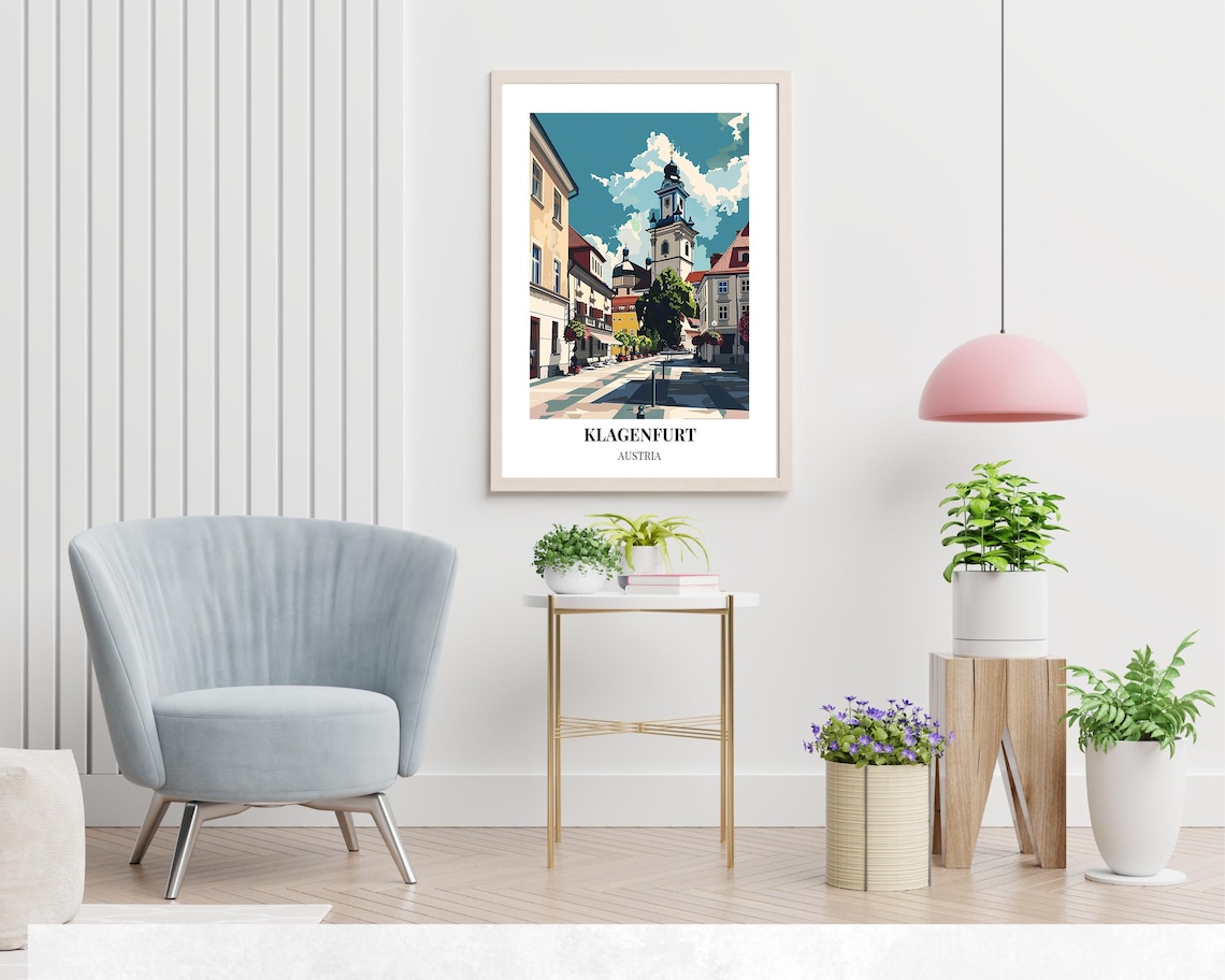Klagenfurt Austria Old Town Square Church Tower Charm Poster - Image 2
