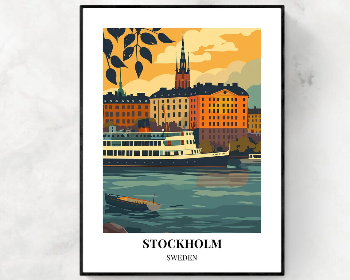 Stockholm Travel Print Wall Art Stockholm Sweden City Print Stockholm Travel Gift Stockholm City Poster Travel Gift