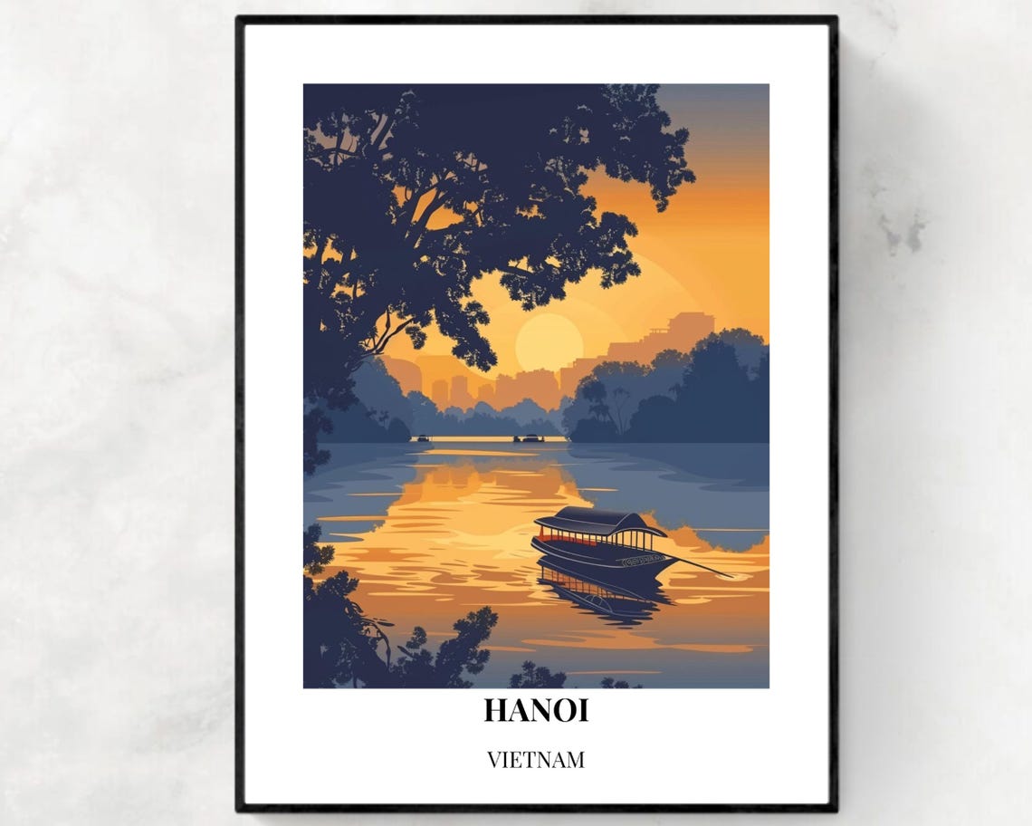 Hoan Kiem Lake Travel Print Wall Art Hanoi Vietnam City Print Hoan Kiem Lake Travel Gift Hoan Kiem Lake Poster