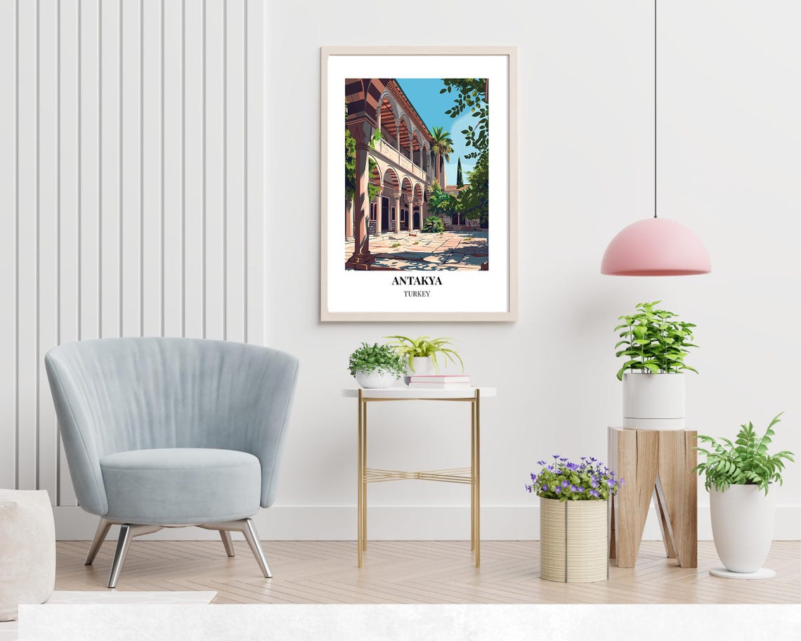 Antakya Historic Stone Arcade Courtyard Turkey Travel Poster - Image 2