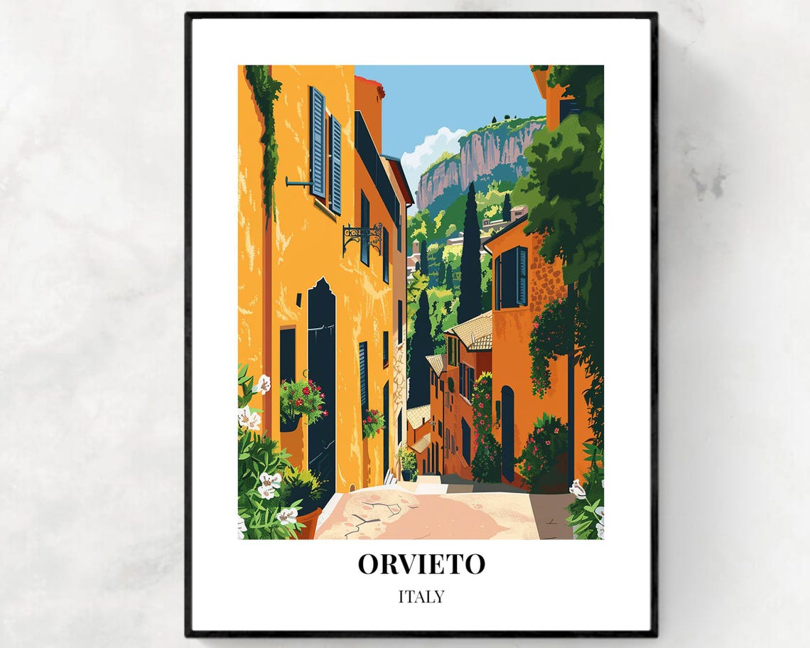 Orvieto Travel Print Wall Art Orvieto Italy City Print Orvieto Travel Gift Orvieto City Poster Travel Gift Wall Art