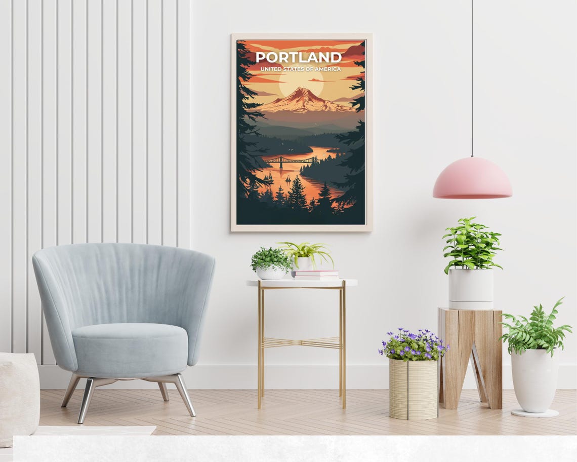 Portland City Print Portland Travel Poster Oregon Travel Gift Portland Oregon Poster Portland Gift - Image 2