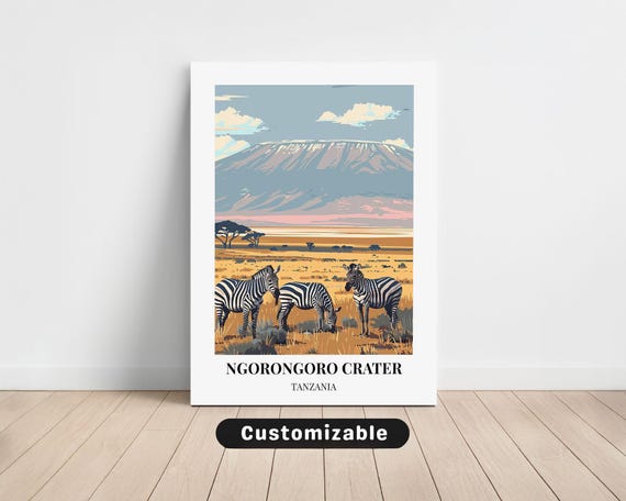 Ngorongoro Crater Tanzania Travel Canvas Poster Custom Wall Art