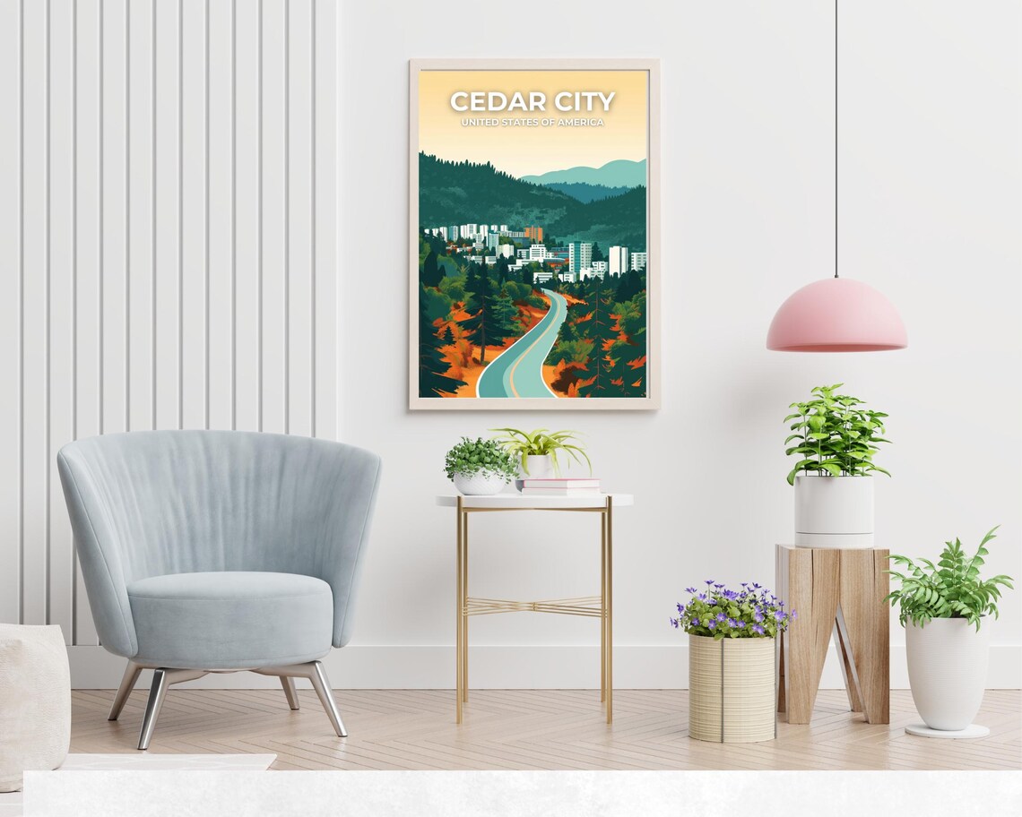 Cedar City Travel Print Wall Art Cedar City Utah City Print Cedar City Travel Gift Cedar City City Poster Wall Art - Image 2