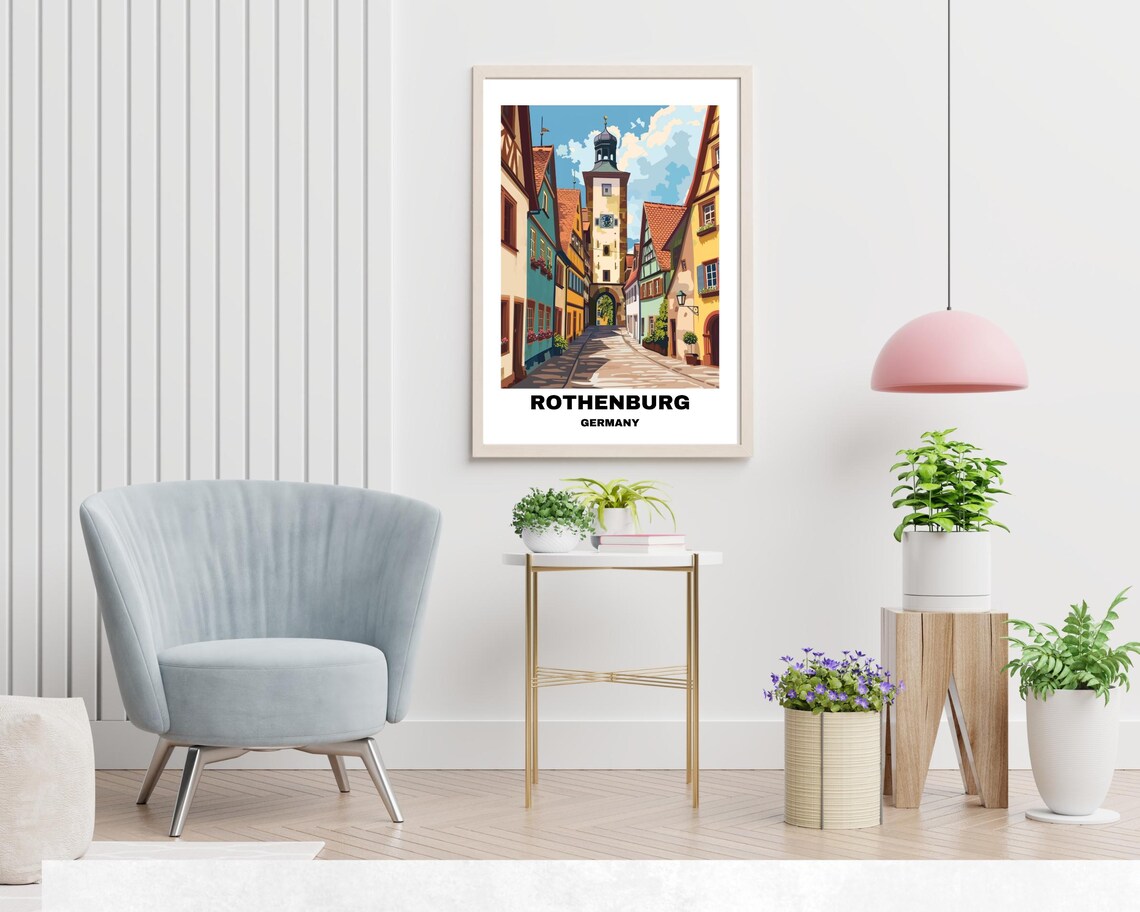Rothenburg Germany Medieval Half Timbered Street Vintage Poster - Image 2