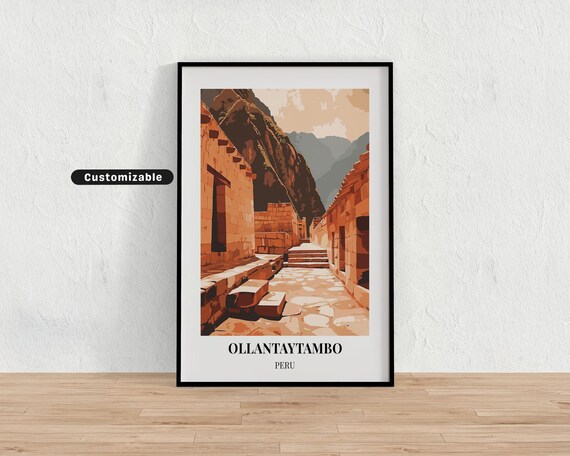 Ollantaytambo Peru Inca Stone Ruins Andes Mountain Travel Poster