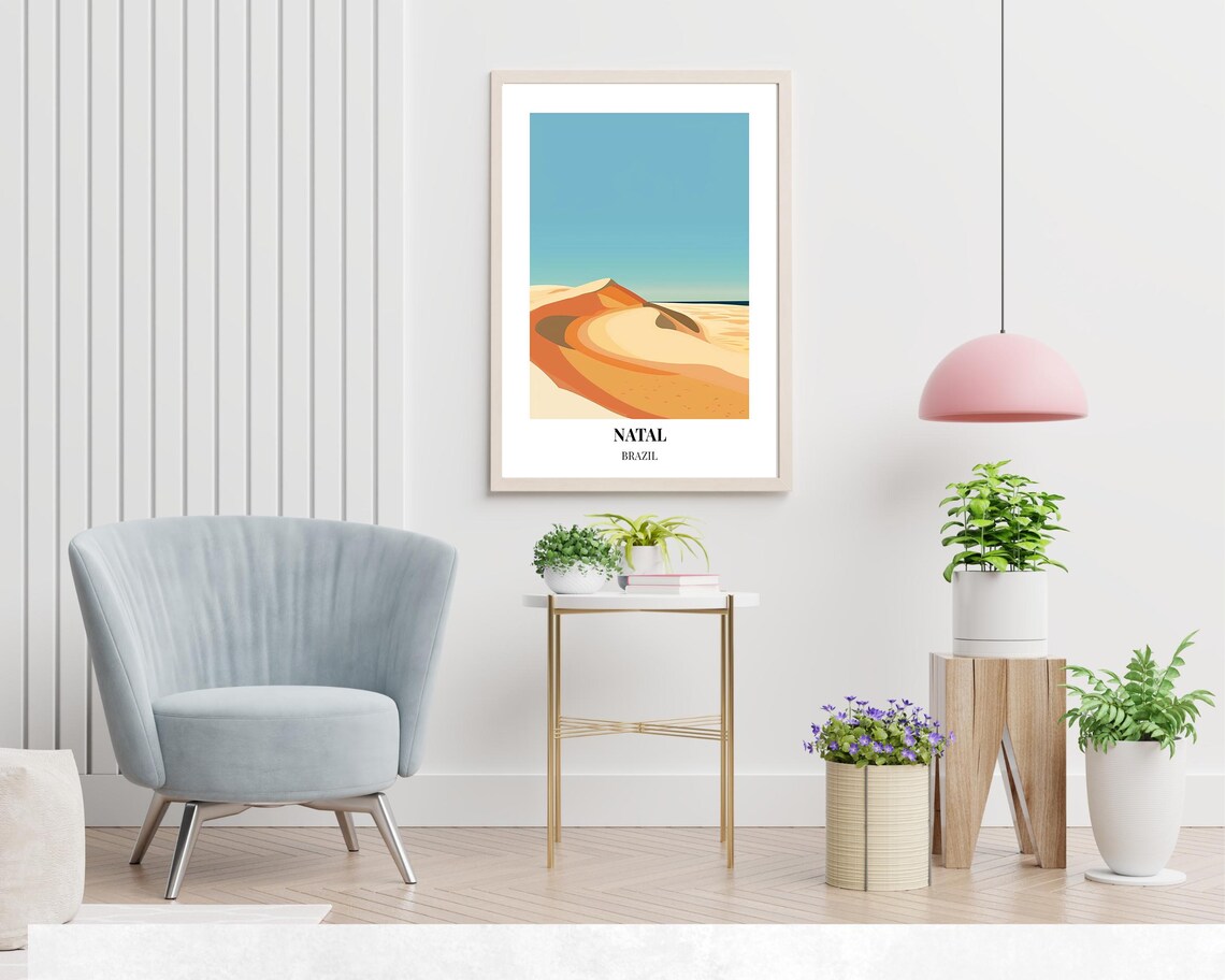 Natal Brazil Minimalist Orange Sand Dune Poster with Ocean Horizon - Image 2