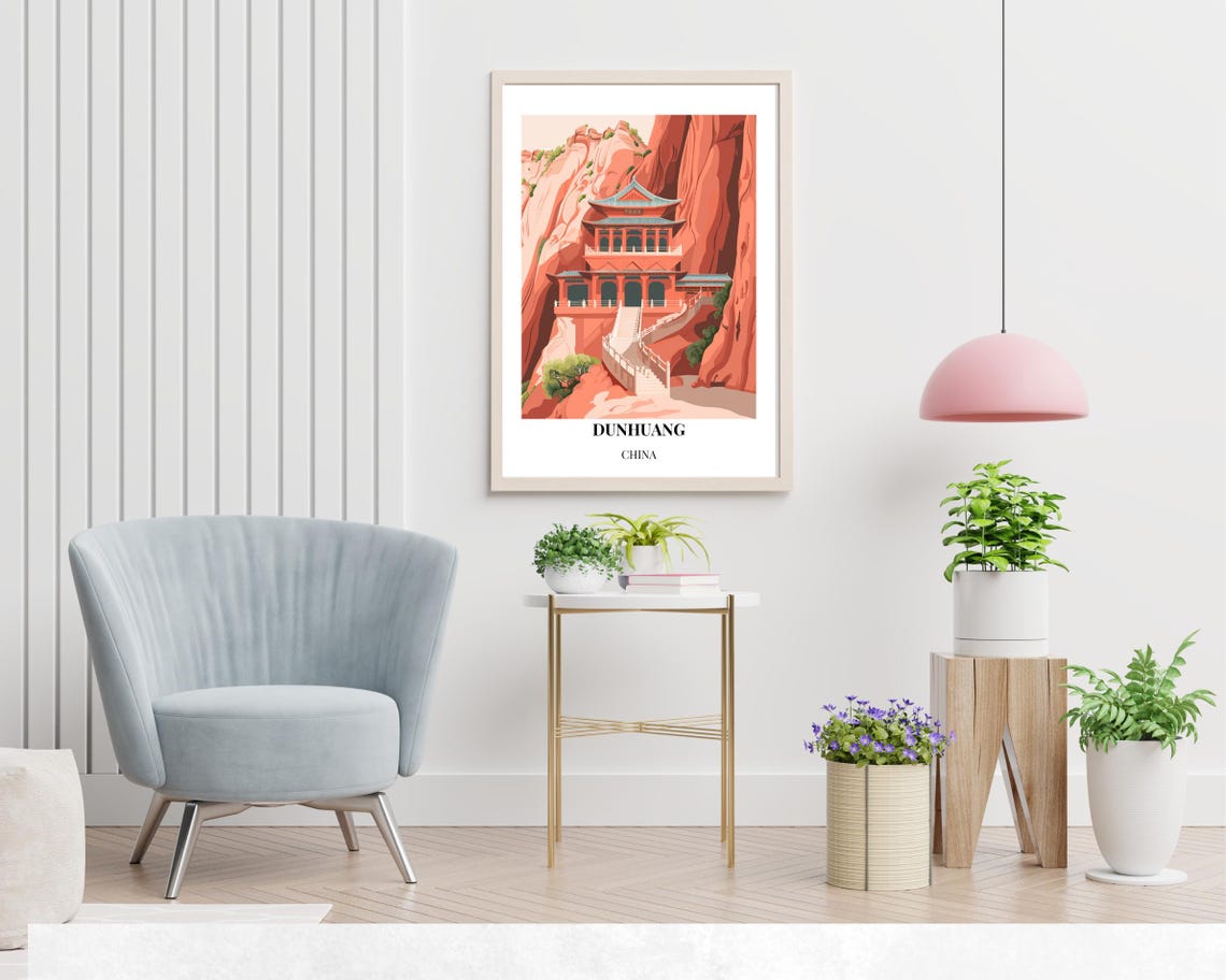 Mogao Caves Travel Print Wall Art Dunhuang China City Print Mogao Caves Travel Gift Mogao Caves Poster Travel Gift - Image 2