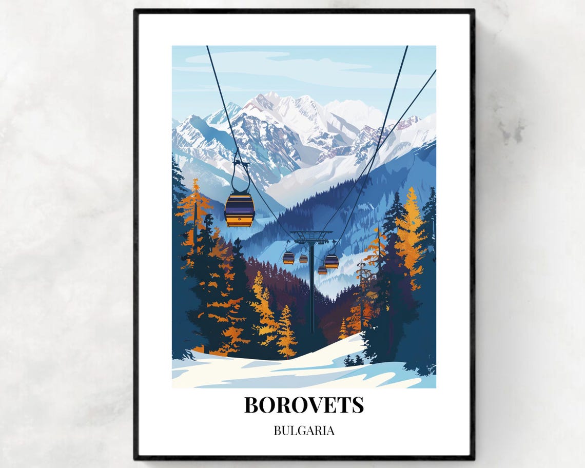 Borovets Bulgaria Ski Gondolas Gliding Over Snowy Rila Peaks Poster