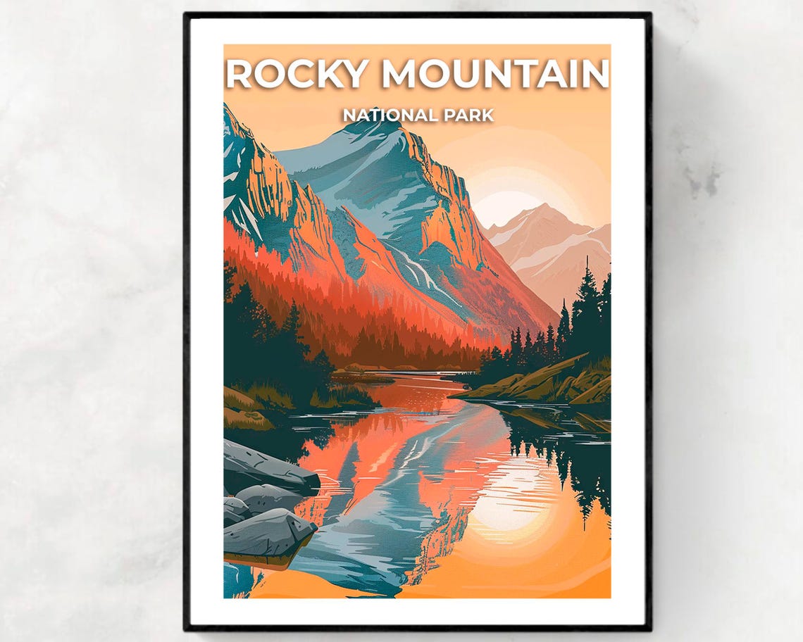 Rocky Mountain National Park Sunset Lake Reflection View Poster
