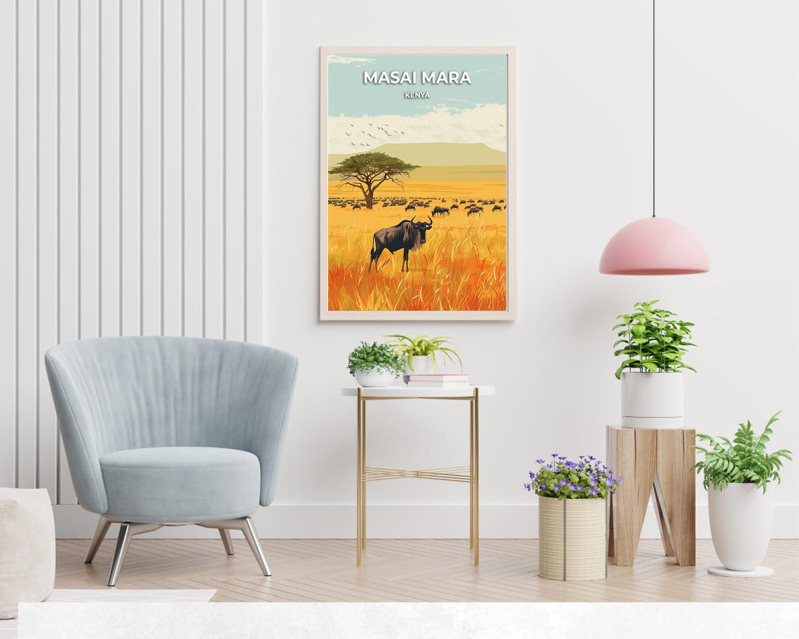 Masai Mara Kenya Wildebeest Herd Great Migration Safari Poster - Image 2