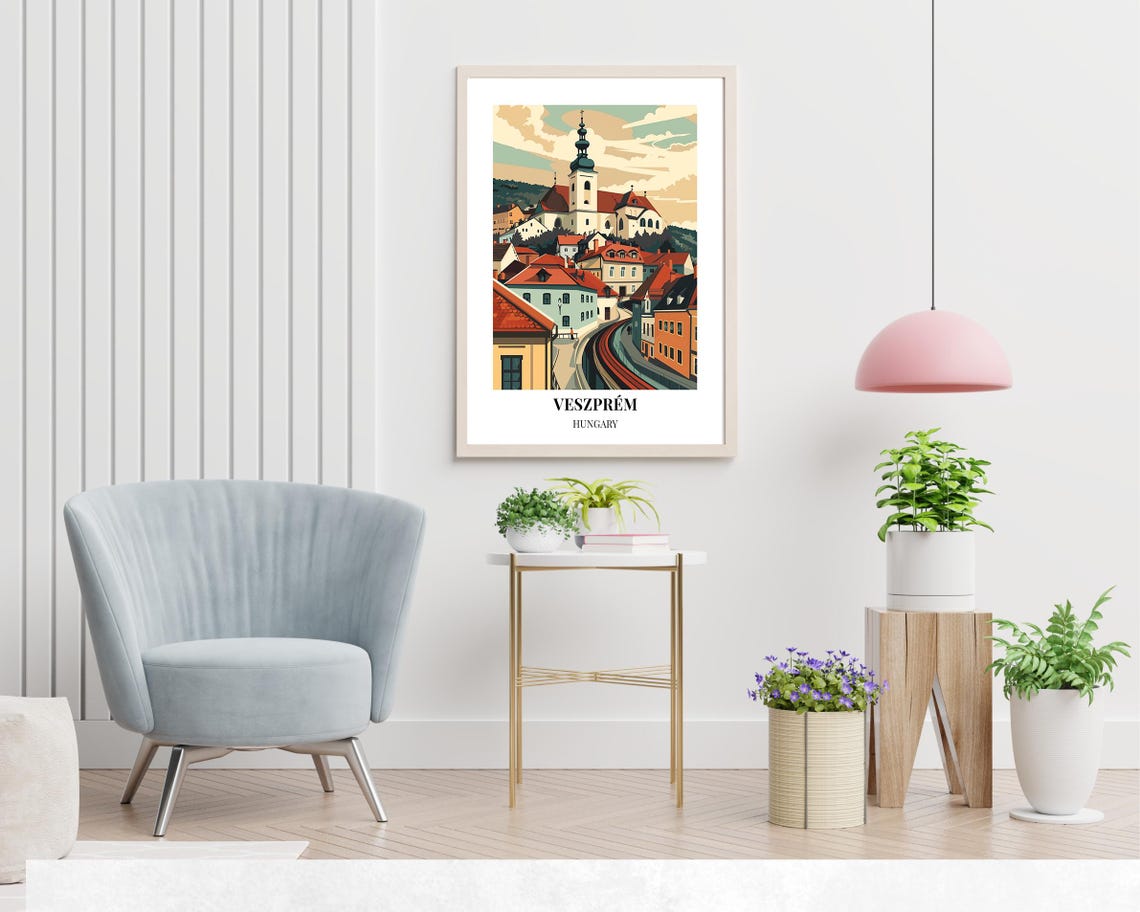 Veszprem Hilltop Church above Colorful Red Rooftops Hungary Poster - Image 2