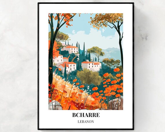 Bcharre Lebanon Hillside Village Blooming Red Poppies Poster