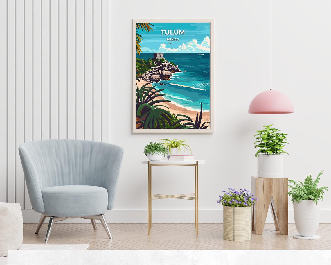 Tulum Mexico Mayan Ruins Clifftop Caribbean Beach Sunset Poster - Image 2