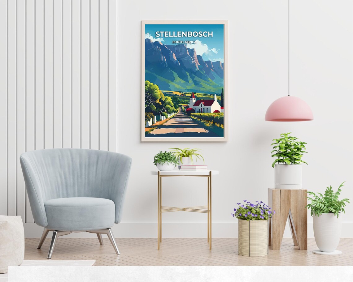 Stellenbosch South Africa Wine Route Mountain Road Scenic Travel Poster - Image 2