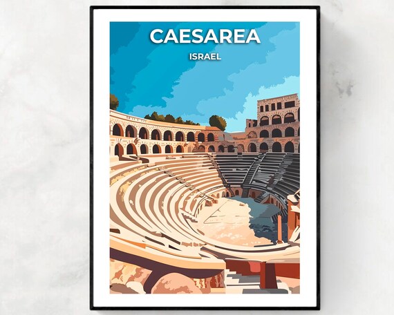 Caesarea Israel Roman Theater Amphitheater Arches Day Travel Poster