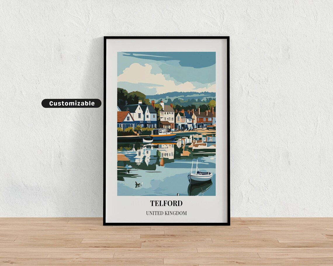 Telford United Kingdom Quayside Harbor Reflections Travel Art Poster