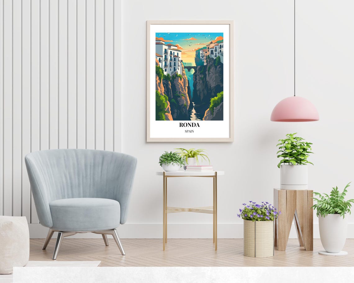 Ronda Spain El Tajo Gorge Bridge Sunset Vintage Travel Poster - Image 2
