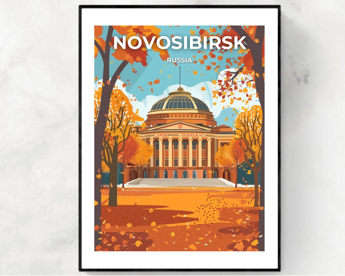 Novosibirsk Opera And Ballet Theatre Travel Print Wall Art Novosibirsk Russia City Print Novosibirsk Opera And Ballet Theatre Poster