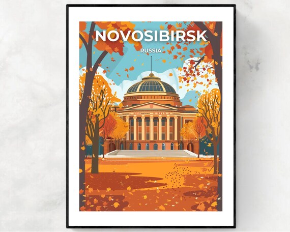 Novosibirsk Russia Opera Ballet Theatre Golden Autumn Poster