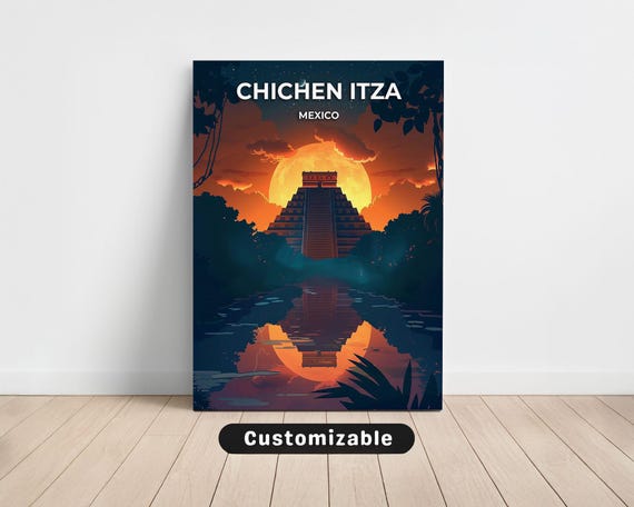 Chichen Itza Mexico Travel Canvas Poster Custom Wall Art