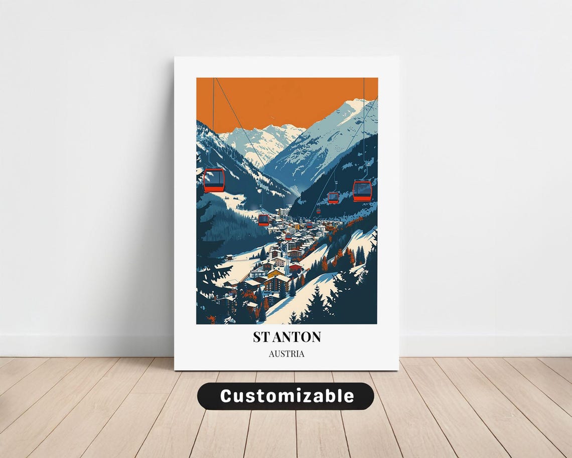 St Anton Austria Alpine Ski Resort Vintage Travel Poster Art