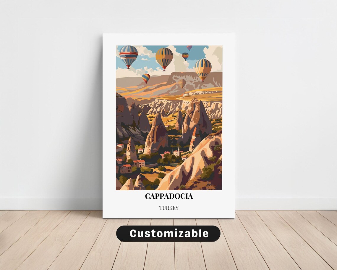 Cappadocia Turkey Hot Air Balloons Fairy Chimneys Travel Poster