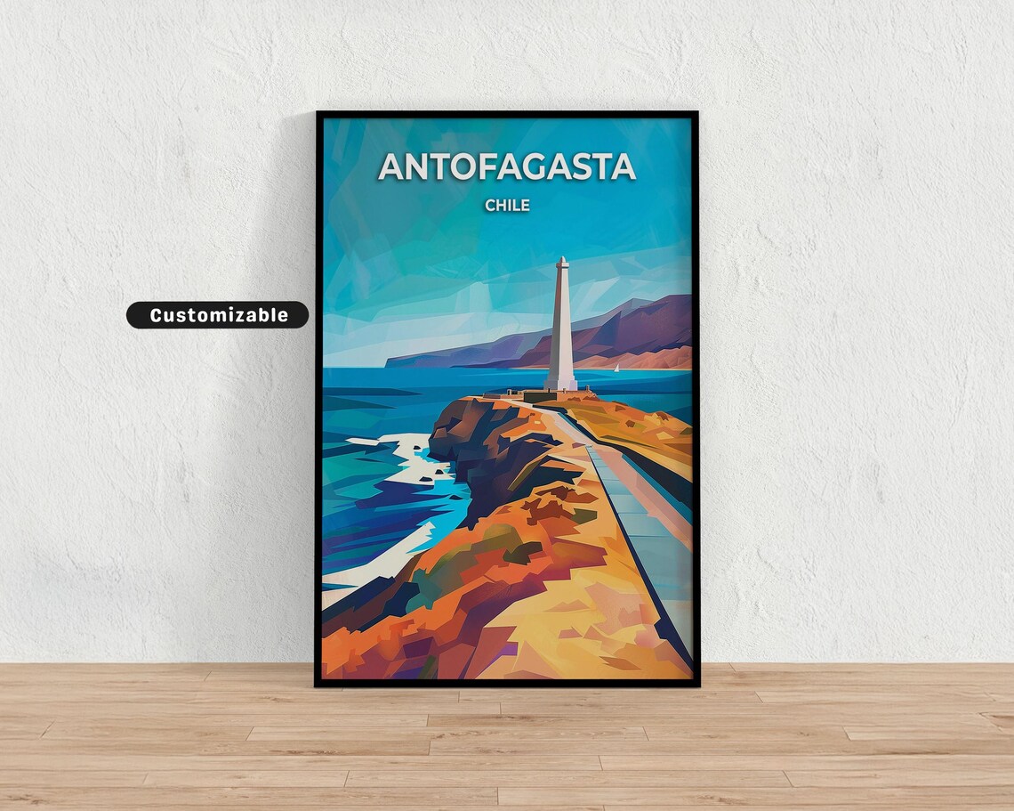 Antofagasta Chile Coastal Lighthouse Monument Geometric Ocean View Poster