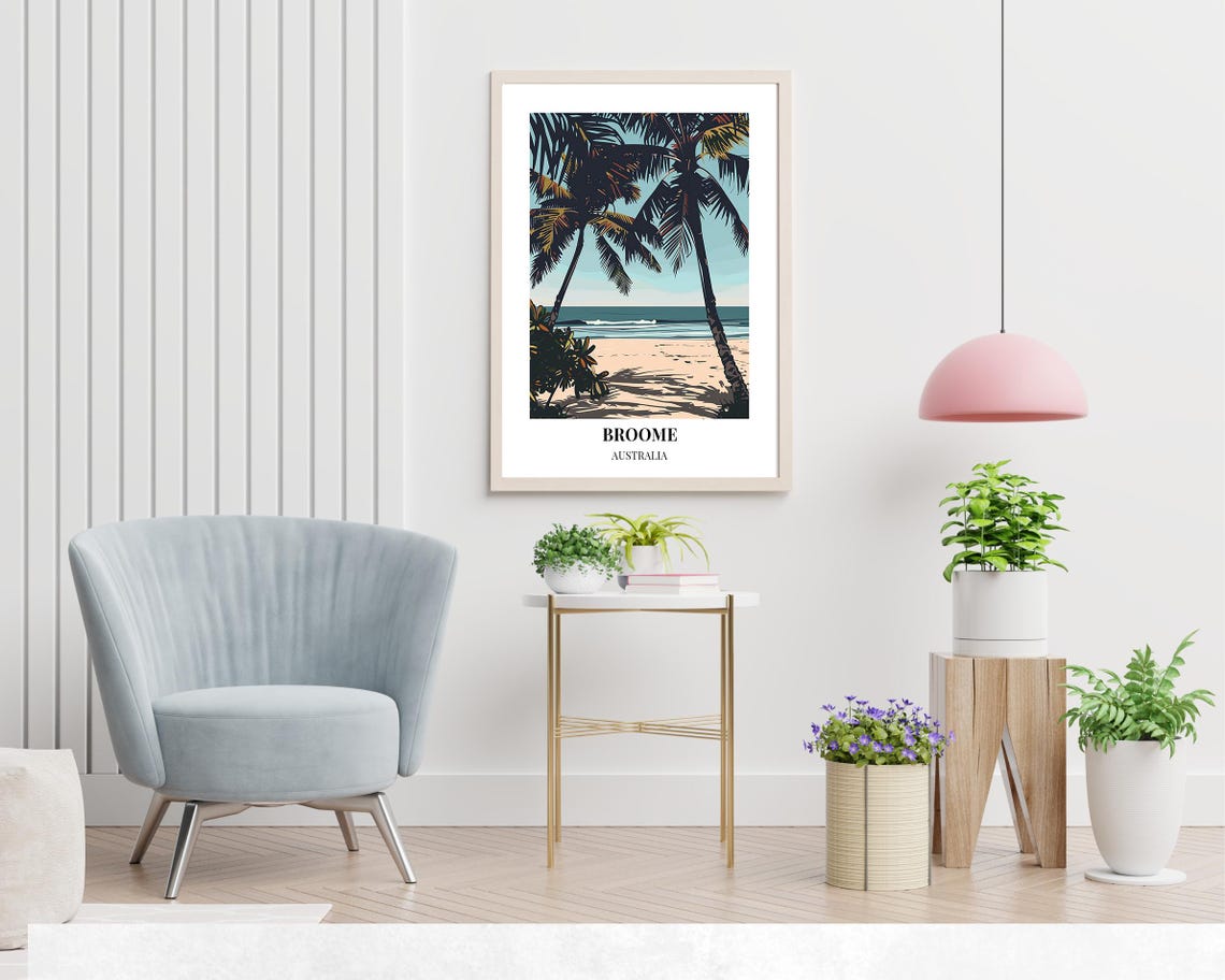 Broome Australia Palm Framed Tropical Beach View Travel Poster - Image 2