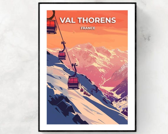 Val Thorens Travel Print Val Thorens Ski Poster France Ski Poster Val Thorens Ski Resort Print