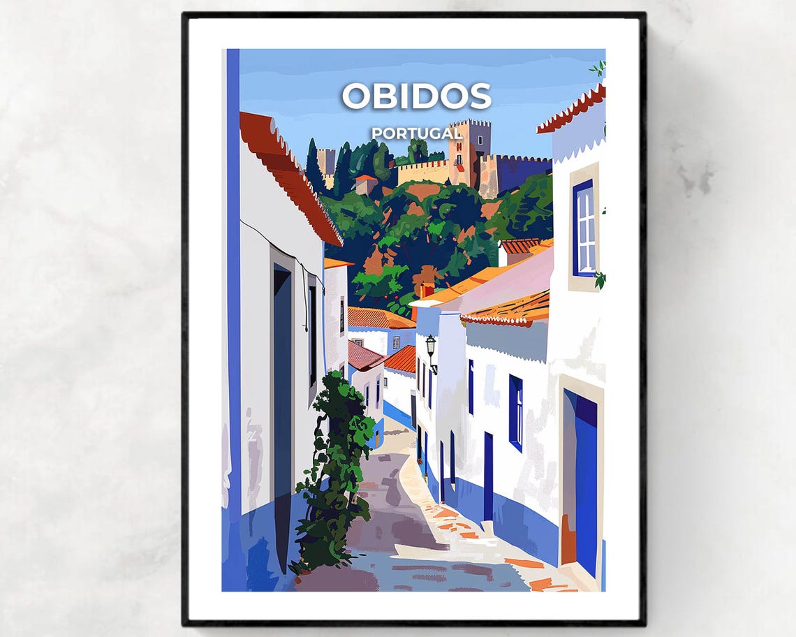 Bidos Castle Travel Print Wall Art Bidos Portugal City Print Bidos Castle Travel Gift Bidos Castle Poster