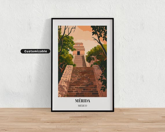 Mrida Mexico Travel Poster Custom Wall Art