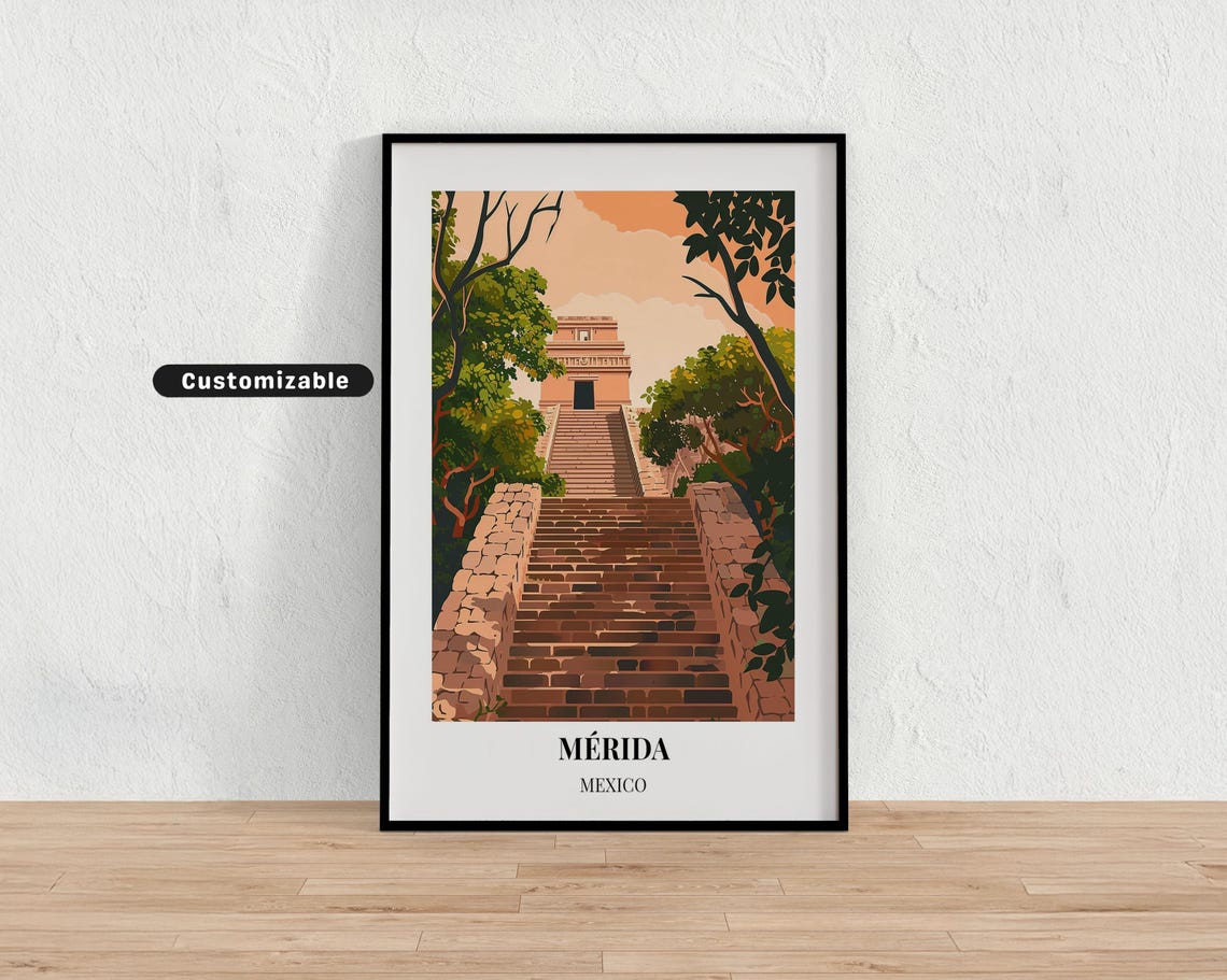 Mrida Mexico Travel Poster Custom Wall Art