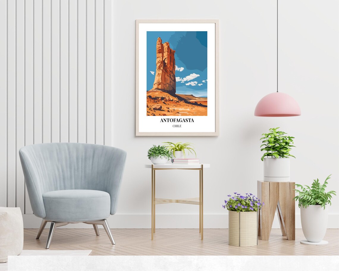 Antofagasta Chile Towering Red Desert Rock Pillar At Day Poster - Image 2