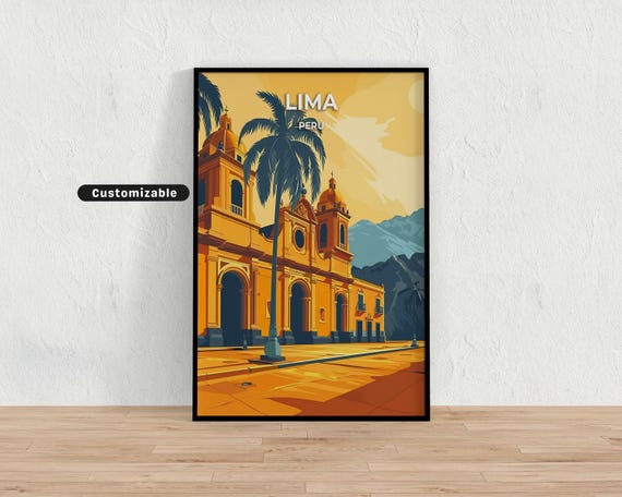 Lima Peru Travel Poster Custom Wall Art