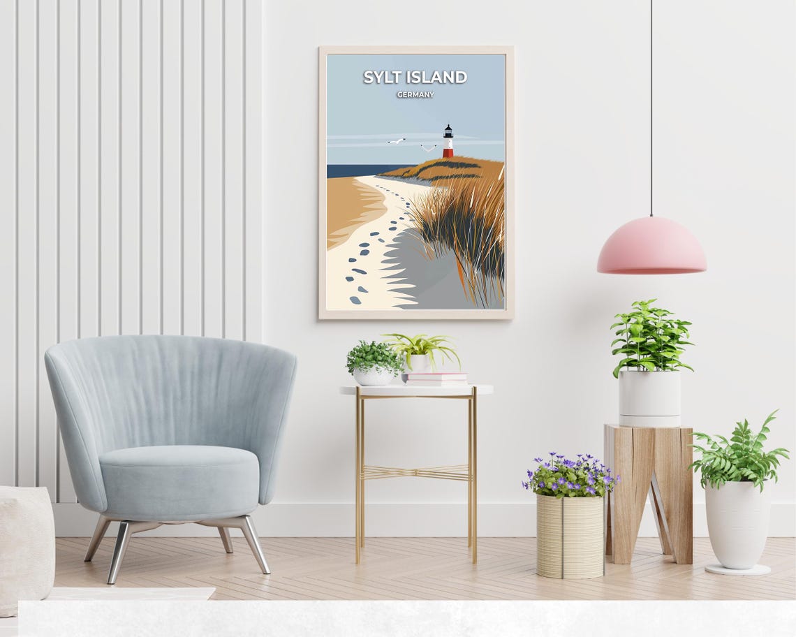 Sylt Island Germany Lighthouse Beach Dunes Travel Art Poster - Image 2