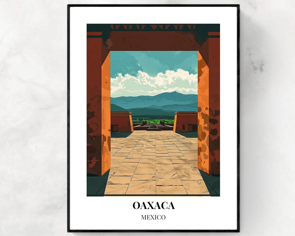 Oaxaca Mexico Monte Alban Ancient Stone Archway Valley Poster